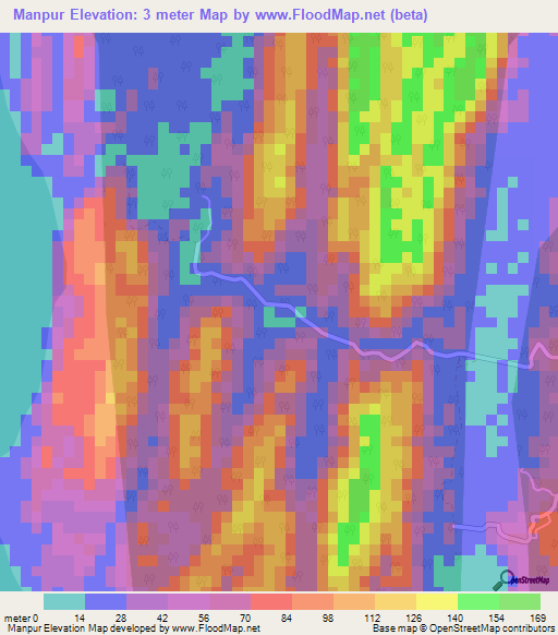 Manpur,India Elevation Map