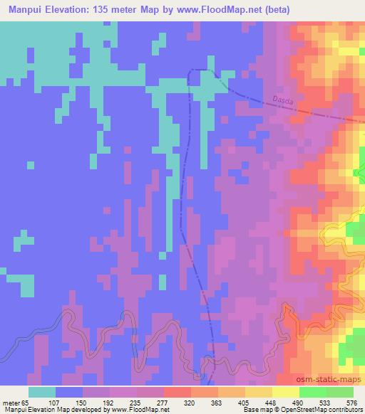 Manpui,India Elevation Map