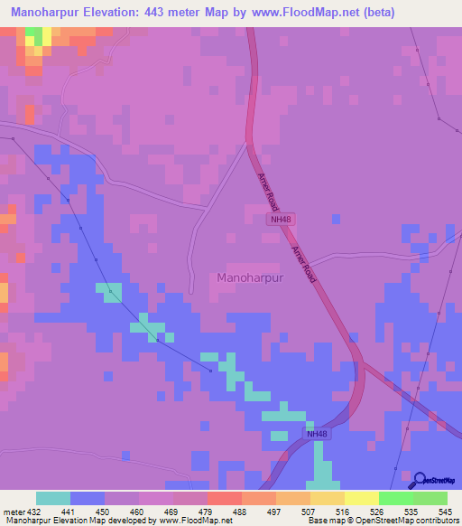 Manoharpur,India Elevation Map