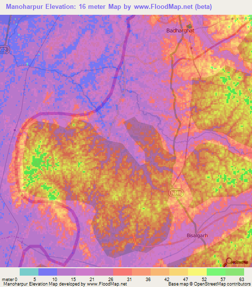 Manoharpur,India Elevation Map