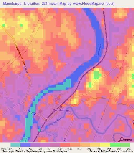 Manoharpur,India Elevation Map
