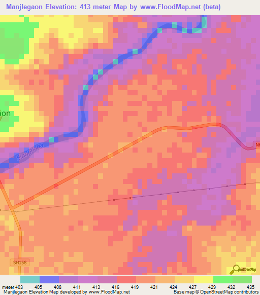 Manjlegaon,India Elevation Map