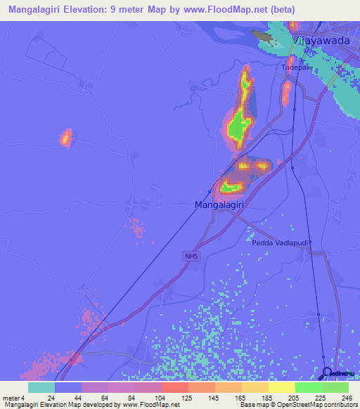 Mangalagiri,India Elevation Map