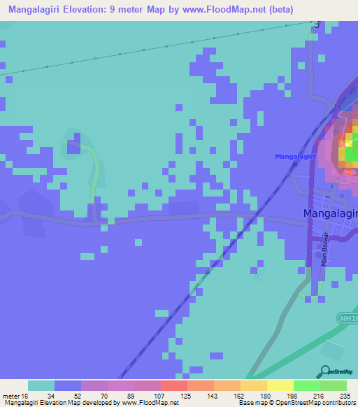 Mangalagiri,India Elevation Map