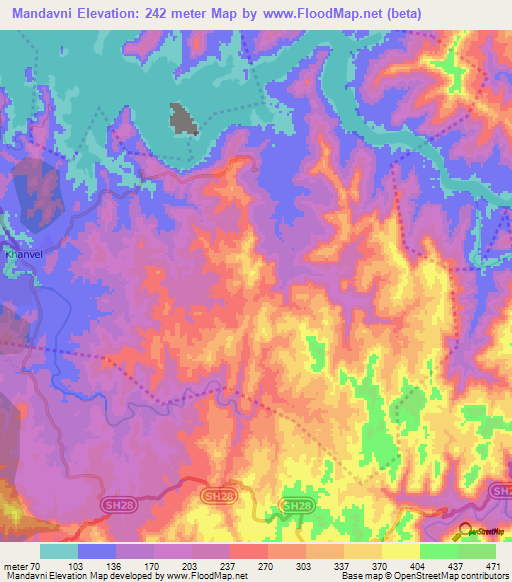 Mandavni,India Elevation Map