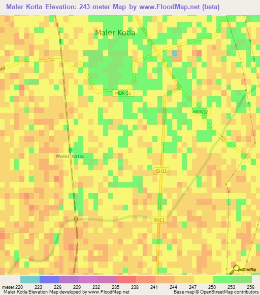 Maler Kotla,India Elevation Map