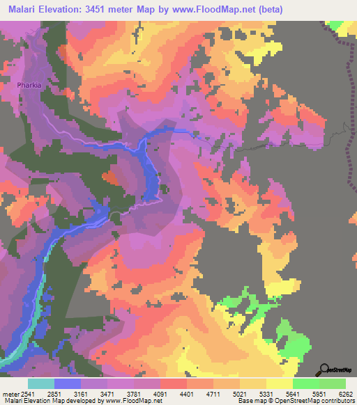 Malari,India Elevation Map