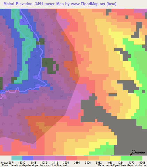 Malari,India Elevation Map