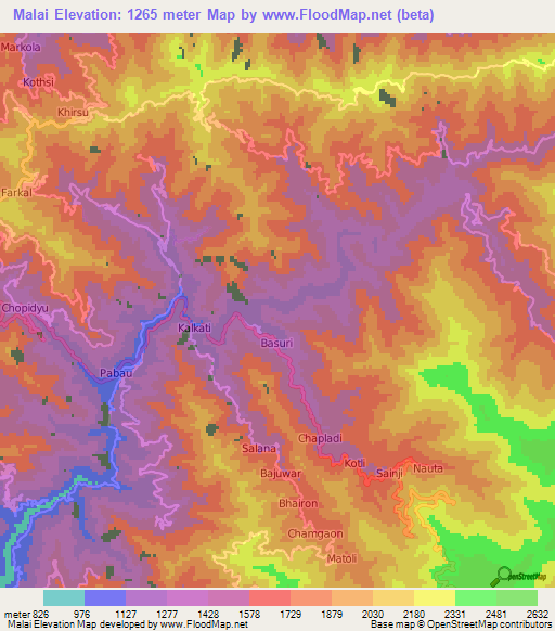 Malai,India Elevation Map