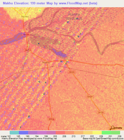 Makhu,India Elevation Map