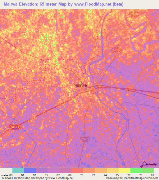 Mairwa,India Elevation Map