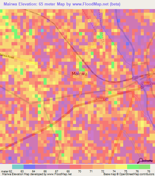 Mairwa,India Elevation Map