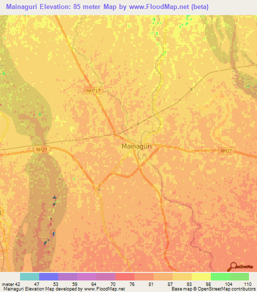 Mainaguri,India Elevation Map