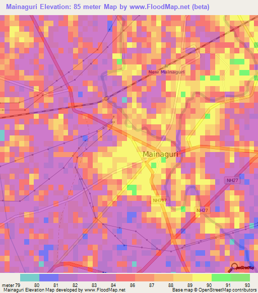 Mainaguri,India Elevation Map