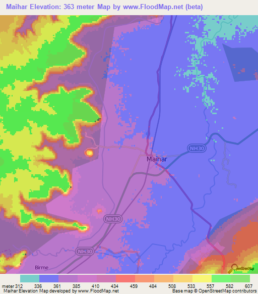 Maihar,India Elevation Map