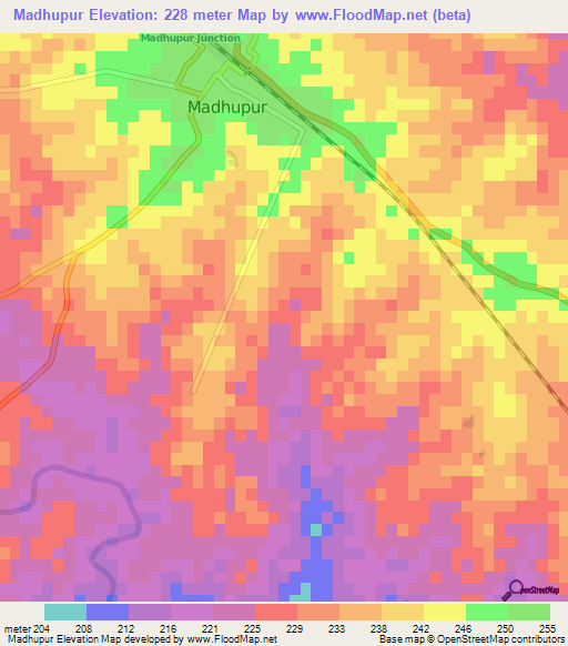 Madhupur,India Elevation Map