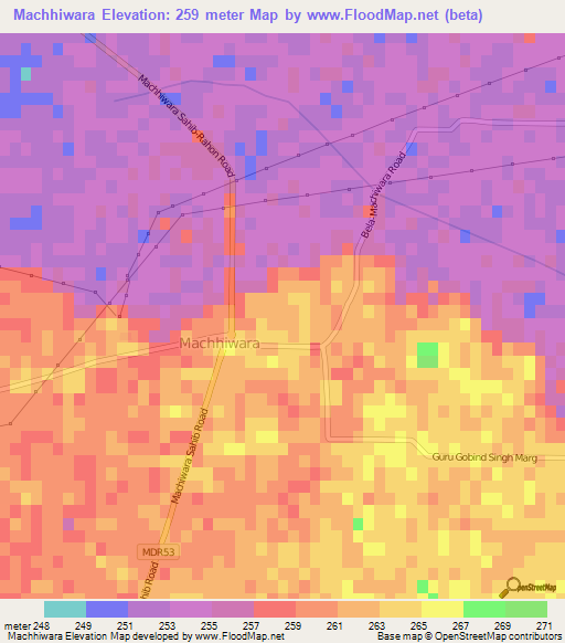 Machhiwara,India Elevation Map