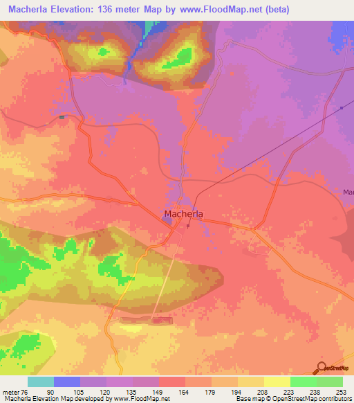 Macherla,India Elevation Map
