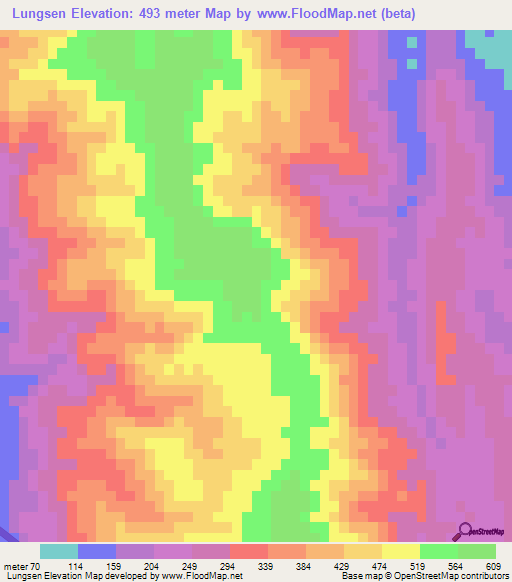 Lungsen,India Elevation Map