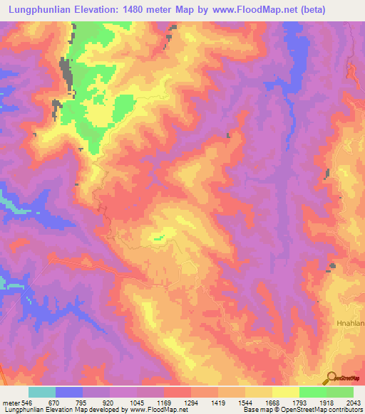 Lungphunlian,India Elevation Map