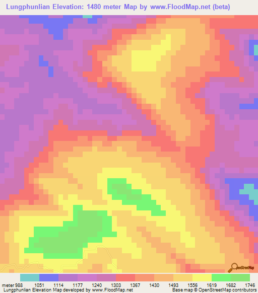Lungphunlian,India Elevation Map