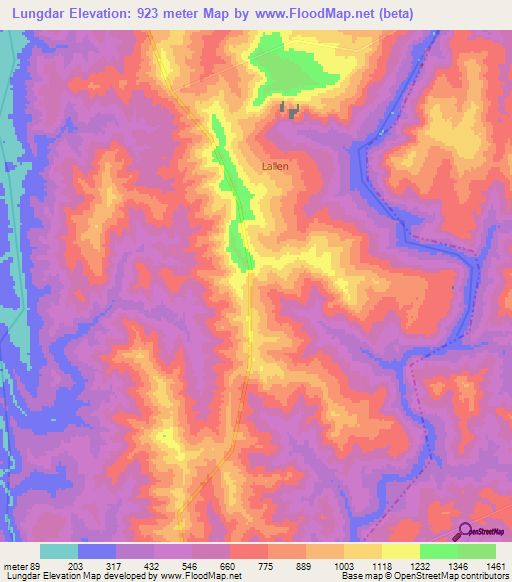 Lungdar,India Elevation Map