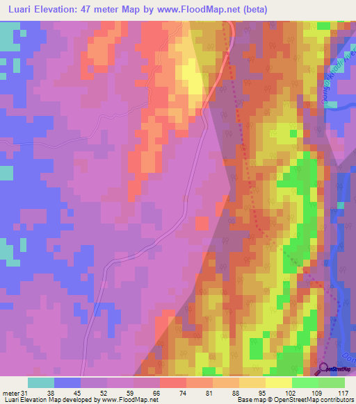 Luari,India Elevation Map