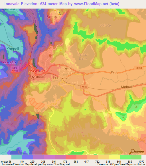 Lonavale,India Elevation Map