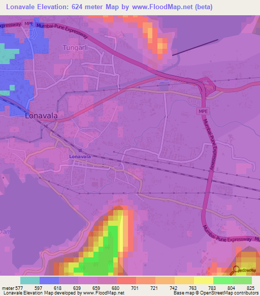 Lonavale,India Elevation Map