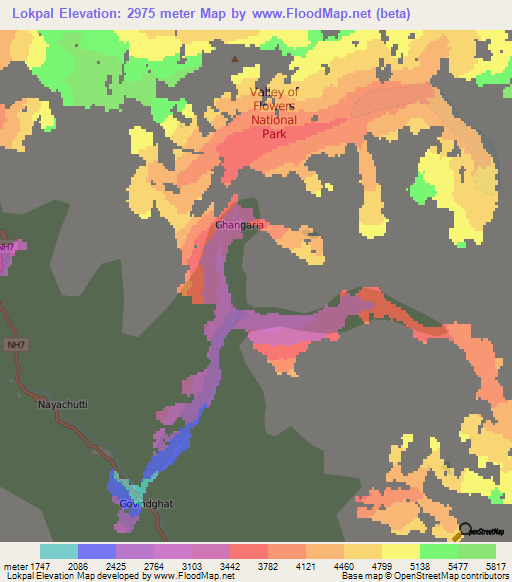 Lokpal,India Elevation Map