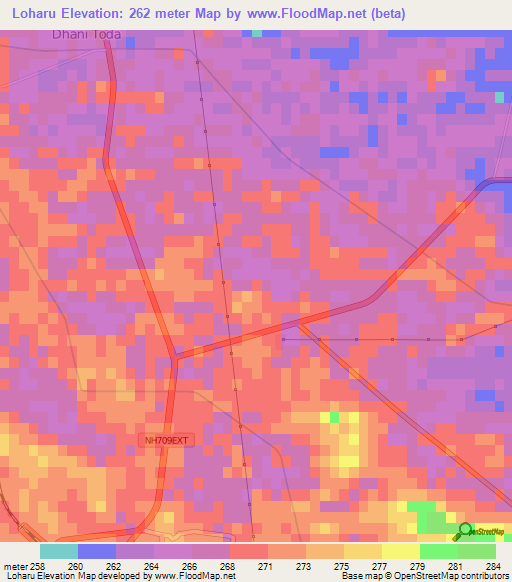 Loharu,India Elevation Map