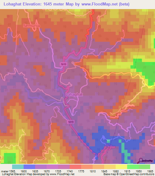 Lohaghat,India Elevation Map