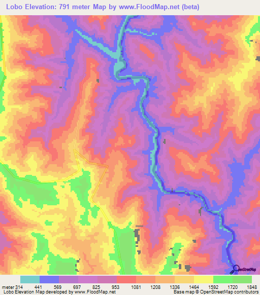 Lobo,India Elevation Map
