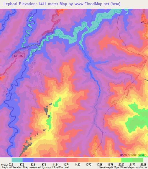 Lephori,India Elevation Map