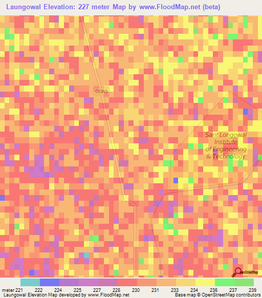 Laungowal,India Elevation Map