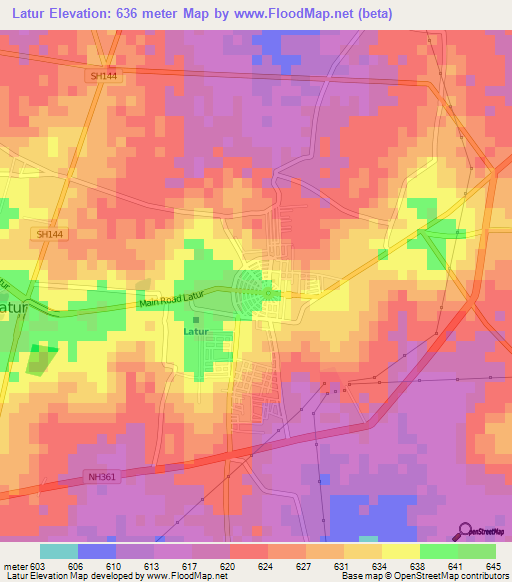 Latur,India Elevation Map
