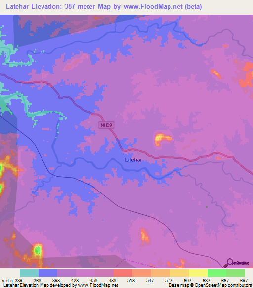 Latehar,India Elevation Map