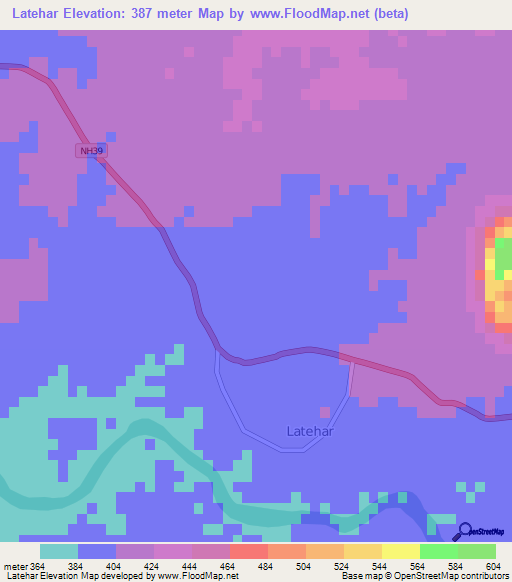 Latehar,India Elevation Map