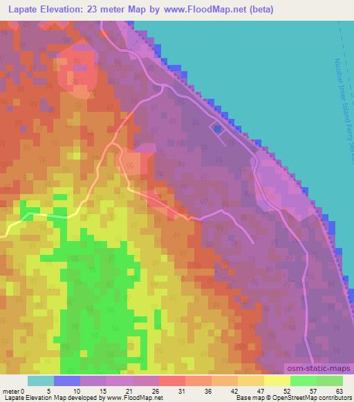 Lapate,India Elevation Map