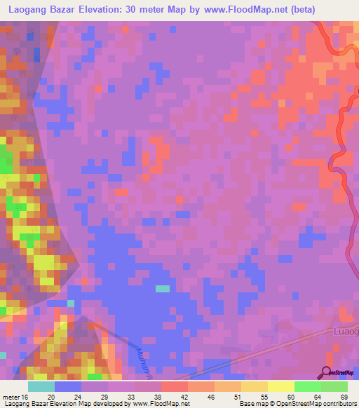 Laogang Bazar,India Elevation Map