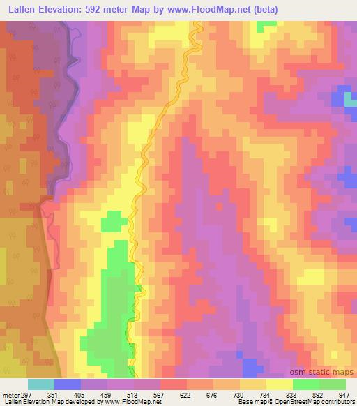 Lallen,India Elevation Map