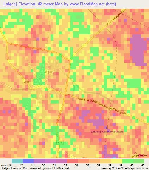 Lalganj,India Elevation Map
