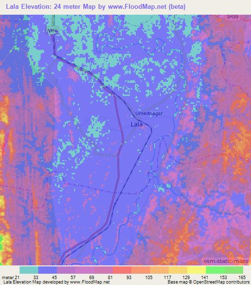Lala,India Elevation Map