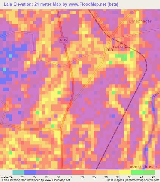 Lala,India Elevation Map
