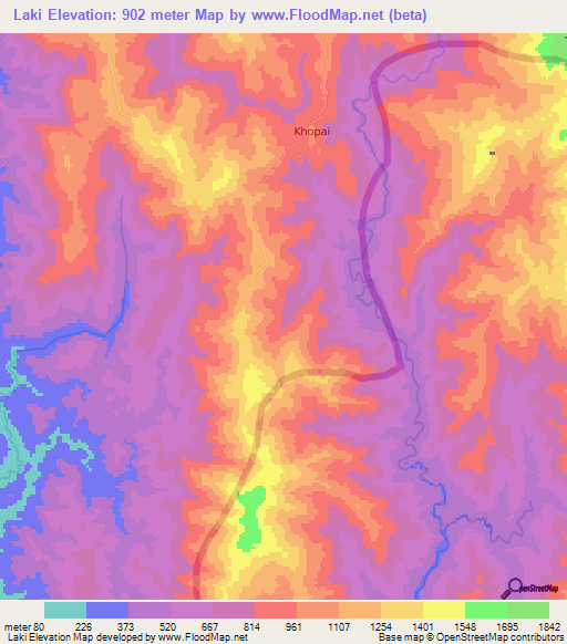 Laki,India Elevation Map