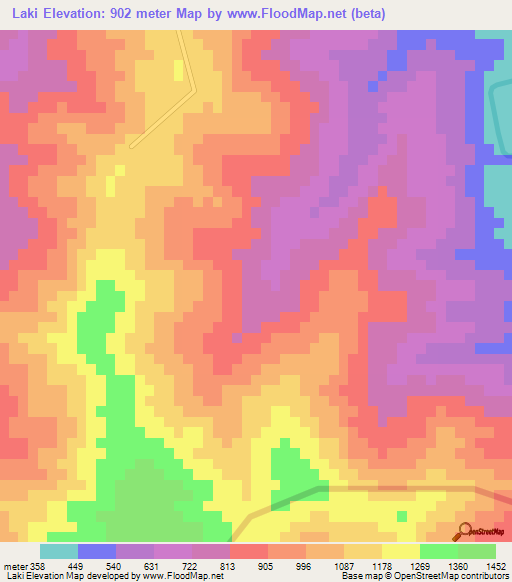 Laki,India Elevation Map