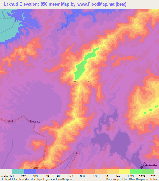 Lakhuti,India Elevation Map