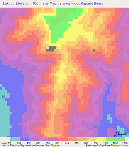 Lakhuti,India Elevation Map