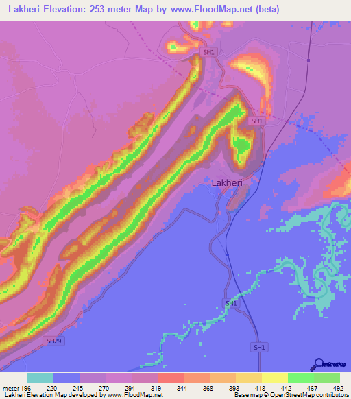 Lakheri,India Elevation Map