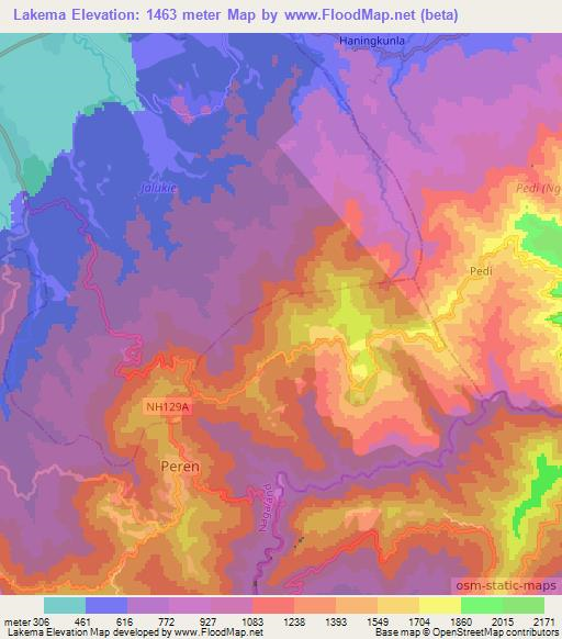 Lakema,India Elevation Map